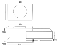 Lineart Form 1200 Ahşap Kaplamalı HPL Lavabo Modül + Bella Led Ayna Modül 120 cm Ceviz Dolap Kahve Oxid Tezgah uygulama örneği