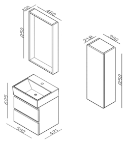 Lineart Plaza 500 Lavabolu Modül + MDF Çerçeveli Led Aydınlatmalı Ayna Modül 50 cm Legnano uygulama örneği