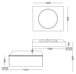 Lineart Form 1000 Lake HPL Lavabo Modül + Bella Led Ayna Modül 100 cm Beyaz Dolap Kahve Oxid Tezgah uygulama örneği