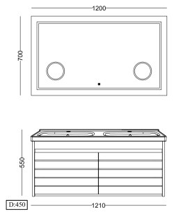 Lineart Delta 1210 Lavabo Modül + Voyage Büyüteçli Led Ayna Modül 120 cm Beyaz uygulama örneği