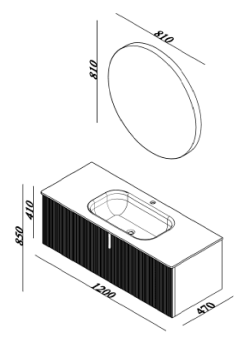 Lineart Vista 1200M Lavabolu Modül + Dolce Ø80 Led Ayna Modül 120 cm Kayın uygulama örneği