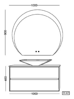 Lineart Giza 1010 Lavabolu Modül + Eva Ø100 Buğu Önleyici Led Ayna Modül 100 cm Beyaz uygulama örneği