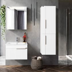 Lineart Plano 800 Lavabo Modül + Sharp Lake Led Aydınlatmalı Ayna Dolap Modül 80 cm Beyaz