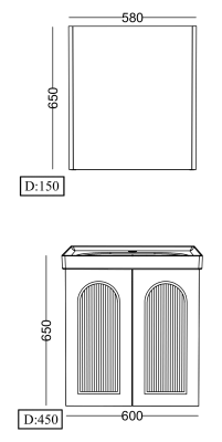 Lineart Geo 600 Lavabolu Modül + Bold-Geo-Verti Ayna Dolap Modül 60 cm Beyaz uygulama örneği