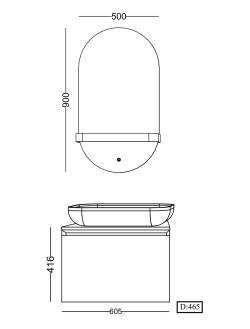 Lineart Royal Rect 610 Lavabolu Modül + Bella Led Ayna Modül 60 cm Bej uygulama örneği