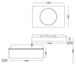 Lineart Form 1200 Lake HPL Lavabo Modül + Bella Led Ayna Modül 120 cm Füme Dolap Kahve Oxid Tezgah uygulama örneği