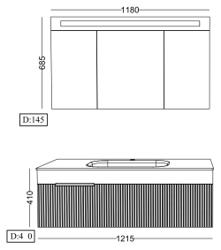 Lineart Plano 1200 Lavabo Modül + Sharp Lake Led Aydınlatmalı Ayna Dolap Modül 120 cm Sahra uygulama örneği