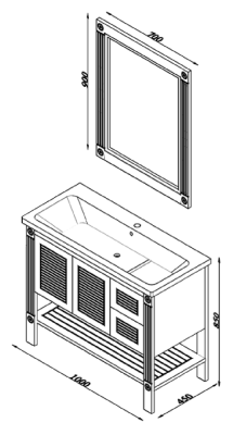 Lineart Oreo 1000 Lavabo Modül + MDF Çerçeveli Led Ayna Modül 100 cm Füme uygulama örneği