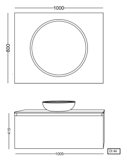 Lineart Royal Circle 1010 Lavabolu Modül + Bella Led Ayna Modül 100 cm Cement uygulama örneği