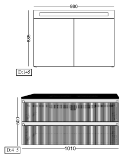Lineart Code 1000 Lavabo Modül + Sharp Lake Led Aydınlatmalı Ayna Dolap Modül 100 cm Jade uygulama örneği