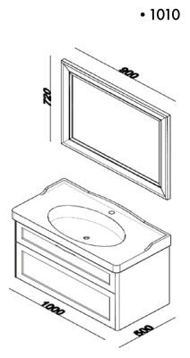 Lineart Frame 1010 Lavabolu Modül + MDF Çerçeveli Flat Ayna Modül 100 cm Füme uygulama örneği