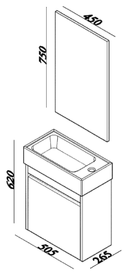 Lineart Moon 500 Lavabolu Modül + Flat Ayna Modül 50 cm Gri Çam uygulama örneği