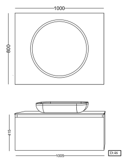 Lineart Royal Rect 1010 Lavabolu Modül + Bella Led Ayna Modül 100 cm Cement uygulama örneği