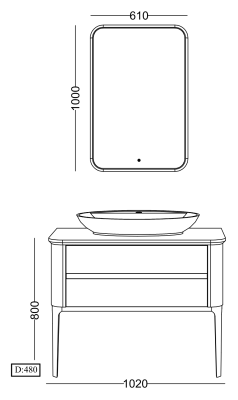 Lineart La Vie 1000 Lavabolu Modül + Led Ayna Modül (ahşap çerçeveli) 100 cm Ceviz-Füme uygulama örneği