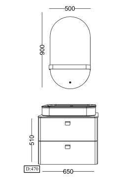 Lineart Globe 660 Lavabolu Modül + Vista Led Ayna Modül 65 cm Beyaz uygulama örneği