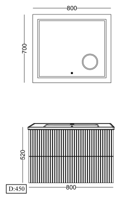 Lineart Verti 810 Lavabolu Modül + Voyage Büyüteçli Led Ayna Modül 80 cm Beyaz uygulama örneği