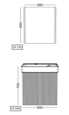 Lineart Bold 650 Lavabo Modül + Bold-Geo-Verti Ayna Dolap Modül 65 cm Kaşmir uygulama örneği