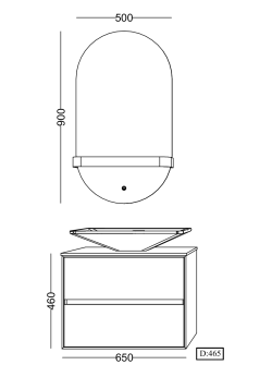 Lineart Giza 660 Lavabolu Modül + Vista Led Ayna Modül 65 cm Salerno uygulama örneği