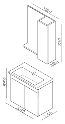 Lineart İnci 600 Lavabolu Modül + Ayna Dolap Modül 60 cm Beyaz uygulama örneği