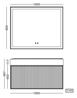 Lineart Lydia 1010 Lavabolu Modül + Lydia Alüminyum Çerçeveli Buğu Önleyici Led Ayna Modül 100 cm Koyu Gri uygulama örneği