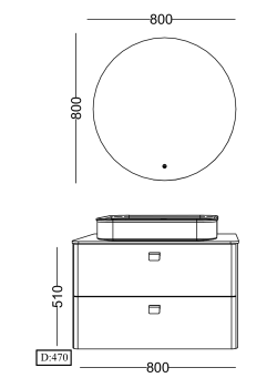 Lineart Globe 810 Lavabolu Modül + Timber Ø80 Led Ayna Modül 80 cm Beyaz uygulama örneği