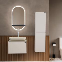 Lineart Royal Rect 1410D Çift Lavabolu Modül + Bella Led Ayna Modül 140 cm Bej uygulama örneği