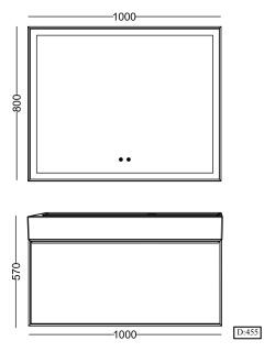 Lineart Sky 1010 Lavabo Modül + Sky Alüminyum Çerçeveli Buğu Önleyici Led Ayna Modül 100 cm Stone Antrasit uygulama örneği
