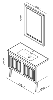 Lineart Majesty 1000 Lavabolu Modül + MDF Çerçeveli Flat Ayna Modül 100 cm Füme uygulama örneği
