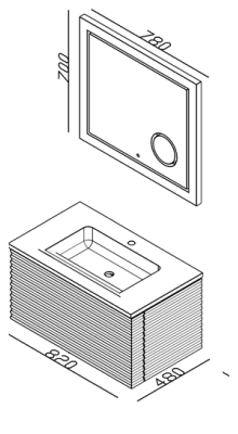 Lineart Fuga 810 Lavabolu Modül + İdea Alüminyum Çerçeveli Büyüteçli Led Ayna Modül 80 cm Gri uygulama örneği
