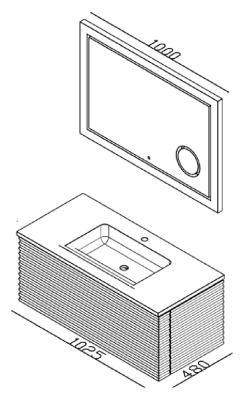 Lineart Fuga 1010 Lavabolu Modül + İdea Alüminyum Çerçeveli Büyüteçli Led Ayna Modül 100 cm Gri uygulama örneği