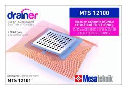 Mesa Teknik Drainer Etekli Seri Fileli Süzgeç (MTS 12000 / 12100) — 15x15 cm, Alt Çıkış Ø50 mm