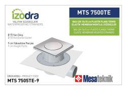 Mesa Teknik Izodra Basçık Termo Elastik Örtü Plastik Flanş Montajlı Süzgeç Sistemi (MTS 7400TE / 7500TE) — 15x15 cm, Yan Çıkış Ø70 mm