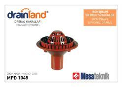 Mesa Teknik Drainland Iron Drain Pik Döküm Çatı Süzgeci — Dik iniş, yaprak tutuculu