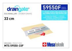 Mesa Teknik MTS 59550F S Sifon Uyumlu Seramik Seviyeli İzolasyon Fileli Duş Kanalı — 33 cm