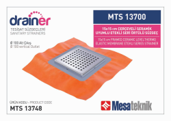 Mesa Teknik Drainer Etekli Seri Paslanmaz Çerçeveli Örtülü Süzgeç (MTS 12700 / 13700) — 15x15 cm, Alt Çıkış Ø100 mm