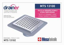 Mesa Teknik Drainer Etekli Seri Klasik Süzgeç (MTS 13000 / 13100) — 15x15 cm, Alt Çıkış Ø70 mm
