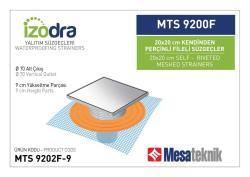 Mesa Teknik Izodra Kendinden Perçinli Fileli Süzgeç Sistemi (MTS 8900F–9300F) — 20x20 cm Kare, Alt Çıkış Ø70 mm, 9 cm