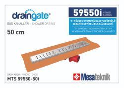 Mesa Teknik MTS 59550i S Sifon Uyumlu Seramik Seviyeli İzolasyon Örtülü Duş Kanalı — 50 cm