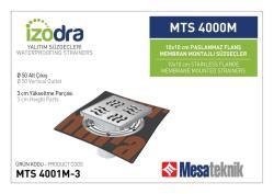 Mesa Teknik Izodra Paslanmaz Flanş Membran Montajlı Süzgeç Sistemi (MTS 3900M–4300M) — 10x10 cm, Alt Çıkış Ø50 mm, 3 cm