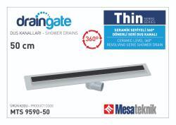 Mesa Teknik MTS 9590 Thin Serisi 360° Dönerli Duş Kanalı — 50 cm, Gri, Siyah