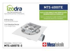 Mesa Teknik Izodra Termo Elastik Örtü Paslanmaz Flanş Montajlı Süzgeç Sistemi (MTS 3900TE–4300TE) — 10x10 cm, Yan Çıkış Ø70 mm, 3 cm