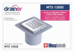 Mesa Teknik Drainer Etekli Seri Klasik Süzgeç (MTS 13000 / 13100) — 10x10 cm, Alt Çıkış Ø100 mm