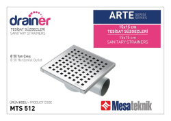 Mesa Teknik Drainer Arte Serisi Tesisat Süzgeci (MTS 500 / 510) — 15x15 cm, Yan Çıkış Ø50 mm, Paslanmaz