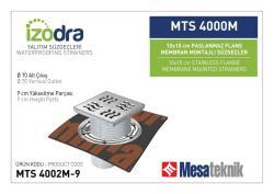 Mesa Teknik Izodra Paslanmaz Flanş Membran Montajlı Süzgeç Sistemi (MTS 3900M–4300M) — 10x10 cm, Alt Çıkış Ø70 mm, 9 cm