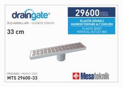 Mesa Teknik MTS 29600 Plastik Gövdeli Klasik Seri Alttan Çıkışlı Ø50 mm Duş Kanalı — 33 cm