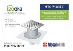 Mesa Teknik Izodra Termo Elastik Örtü Plastik Flanş Montajlı Süzgeç Sistemi (MTS 6900TE–7300TE) — 15x15 cm, Alt Çıkış Ø70 mm, 15 cm
