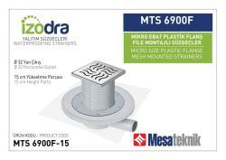 Mesa Teknik Izodra Fileli Plastik Flanş Montajlı Süzgeç Sistemi (MTS 6900F–7300F) — Mikro (10x10 cm), Yan Çıkış Ø32 mm, 15 cm