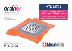 Mesa Teknik Drainer Etekli Seri Paslanmaz Çerçeveli Örtülü Süzgeç (MTS 12700 / 13700) — 10x10 cm, Alt Çıkış Ø70 mm