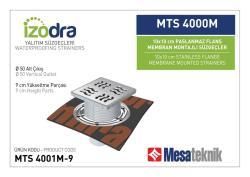 Mesa Teknik Izodra Paslanmaz Flanş Membran Montajlı Süzgeç Sistemi (MTS 3900M–4300M) — 10x10 cm, Alt Çıkış Ø50 mm, 9 cm