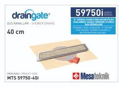 Mesa Teknik MTS 59750F S Sifon Uyumlu İzolasyon Fileli Seramik Montajlı Duş Kanalı — 40 cm